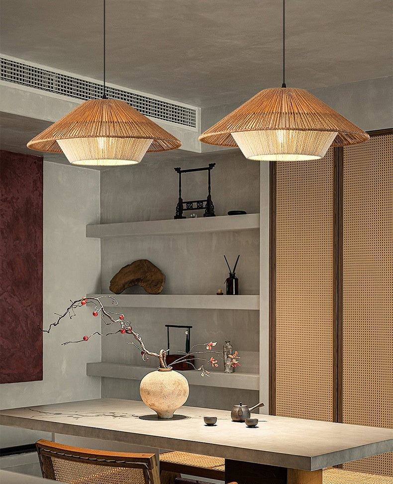 Woven Rattan Boho Chandelier