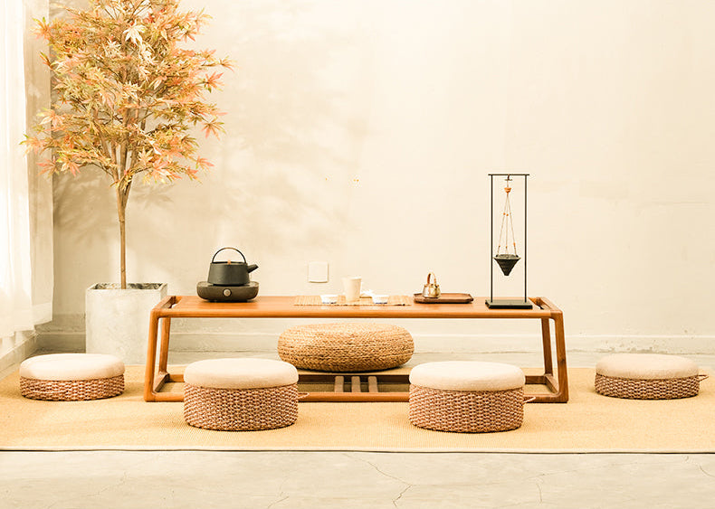 Woven Straw Ottoman Boho Style