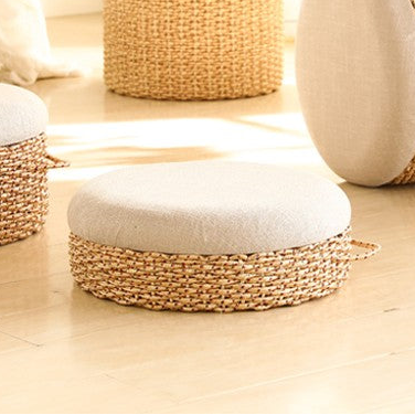 Woven Straw Ottoman Boho Style