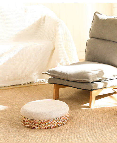 Woven Straw Ottoman Boho Style