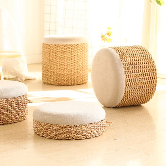 Woven Straw Ottomans Boho Style