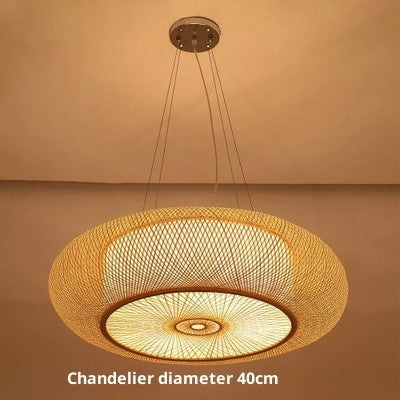 Woven chandelier with a diameter of 40cm on a beige background