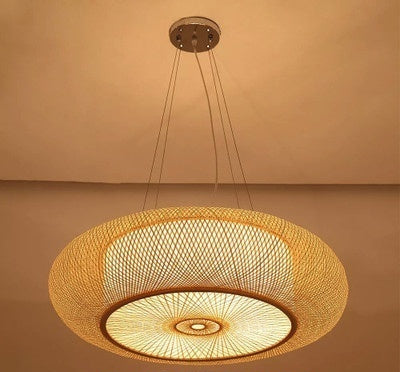 Woven chandelier with a diameter of 60cm on a beige background