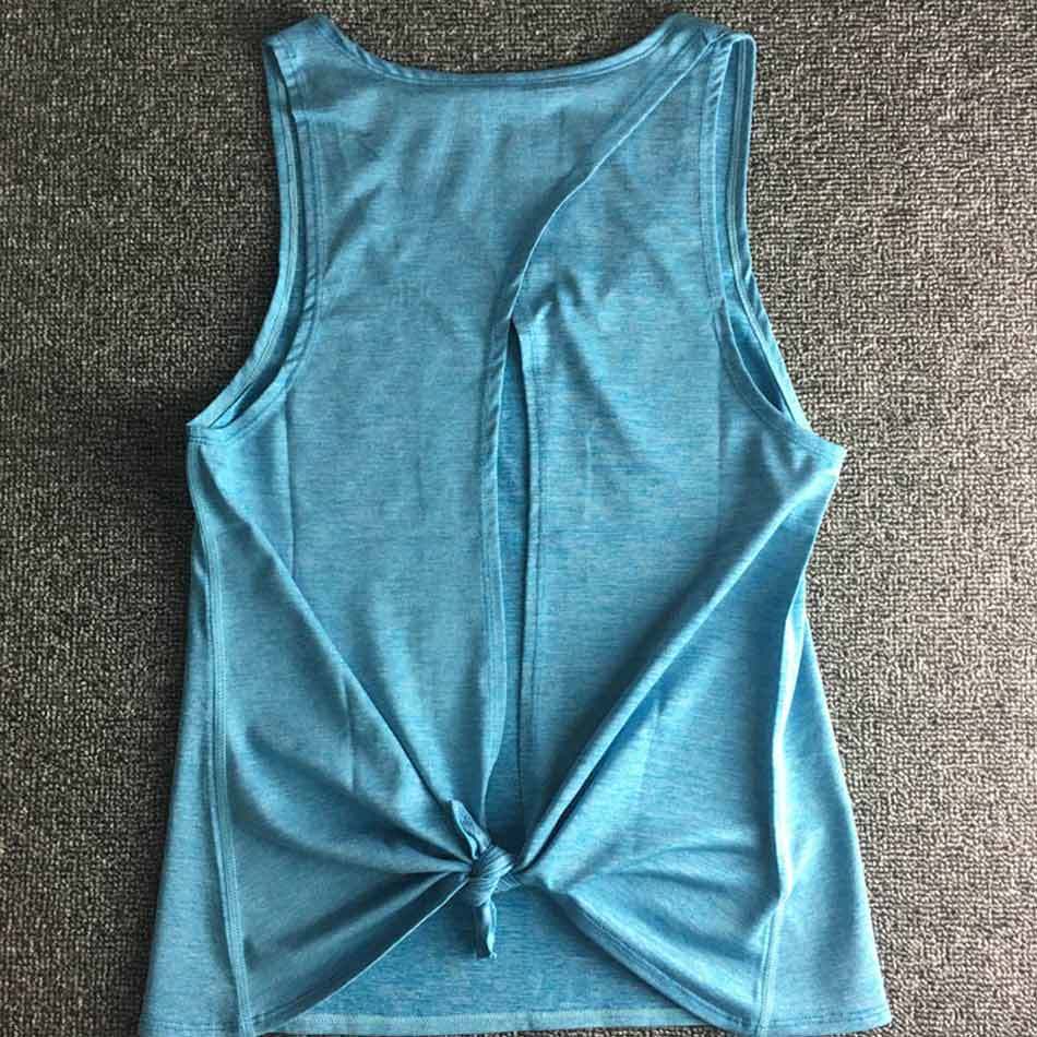 Sleeveless Yoga Top with an Open Back blue