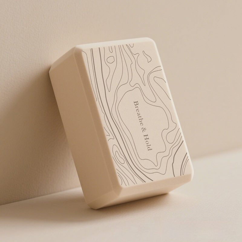 Boho Yoga Bricks with "Breath and Hold" Text