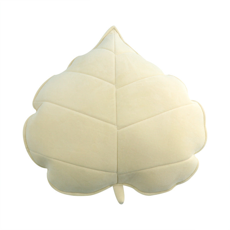 beige Leaf Shaped Throw Pillow