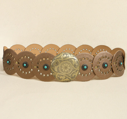 beige Western Disc Belt for Women