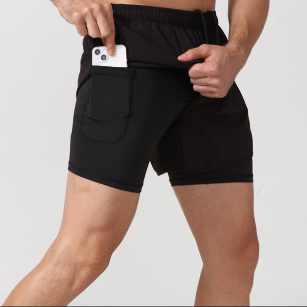 black Men's Quick Drying Shorts for Yoga with Pockets
