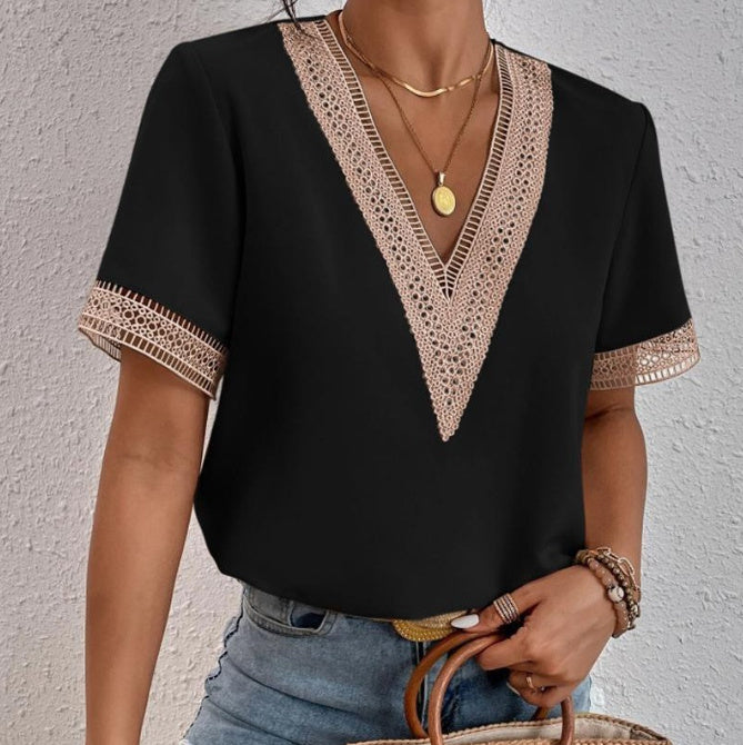V-Neck Boho Chic T-Shirt Womens
