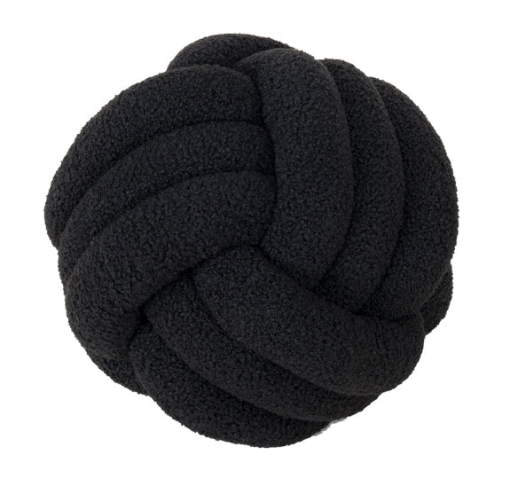 black Woven Knot Ball Pillow Boho Style