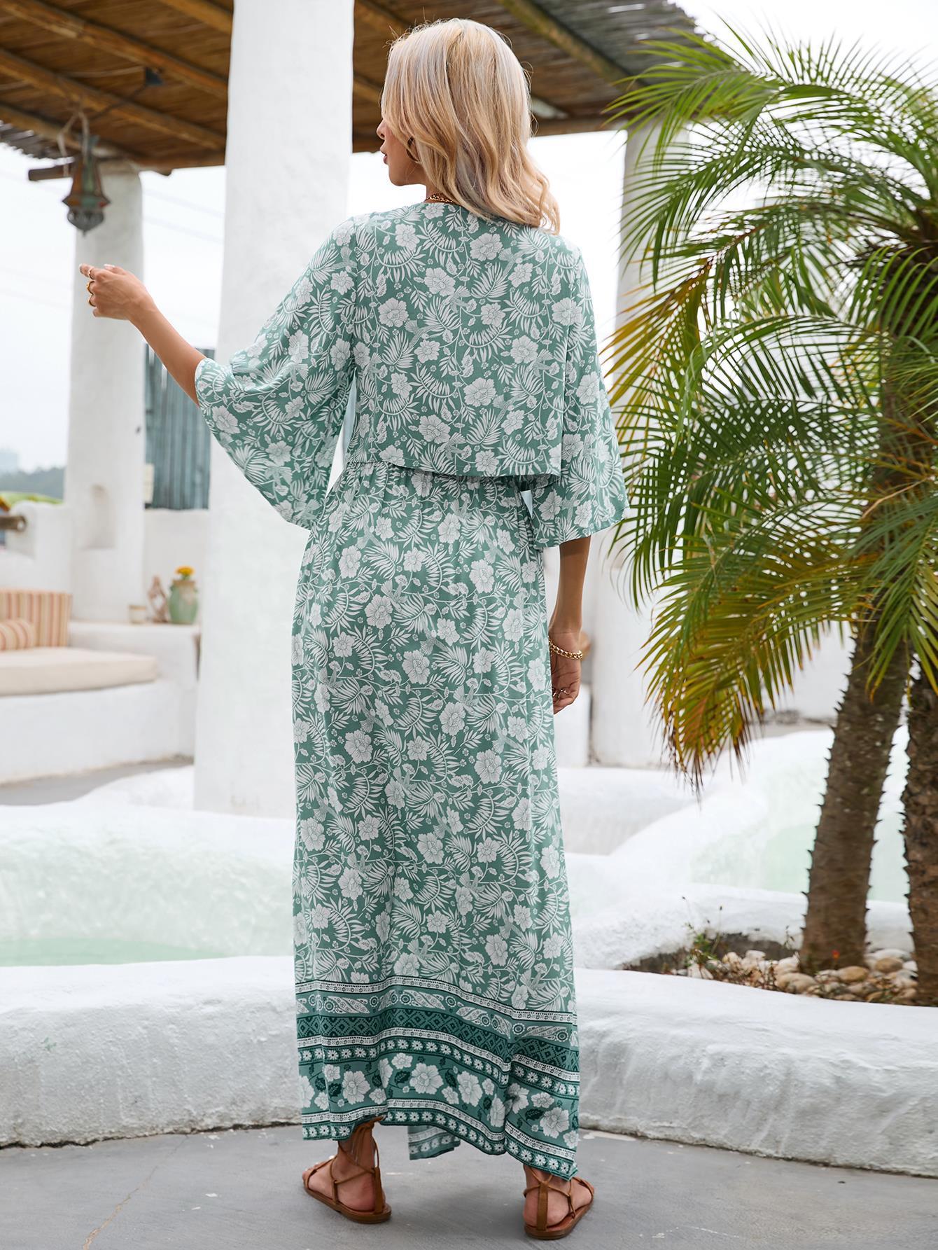 blue Boho Top Skirt Two Piece Set Co Ord