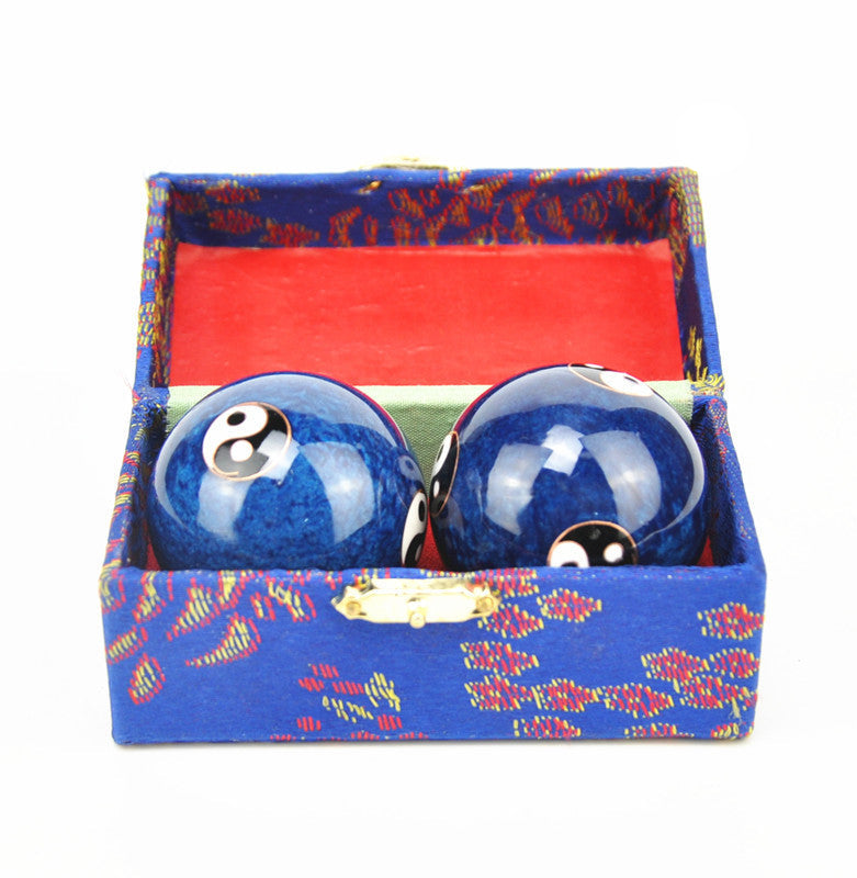blue Colorful Chinese Baoding Ball Pairs in a Box