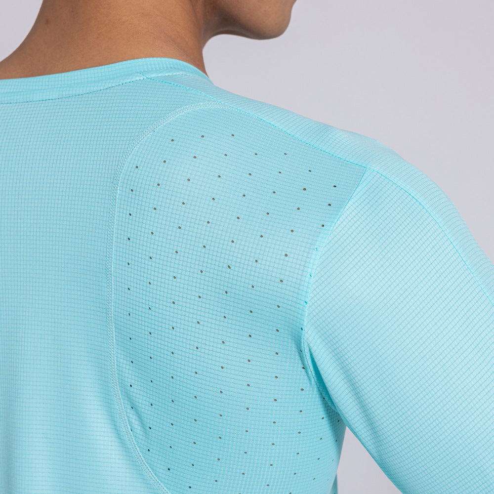 blue Men's Long Sleeve Yoga Blouse Slim Fit