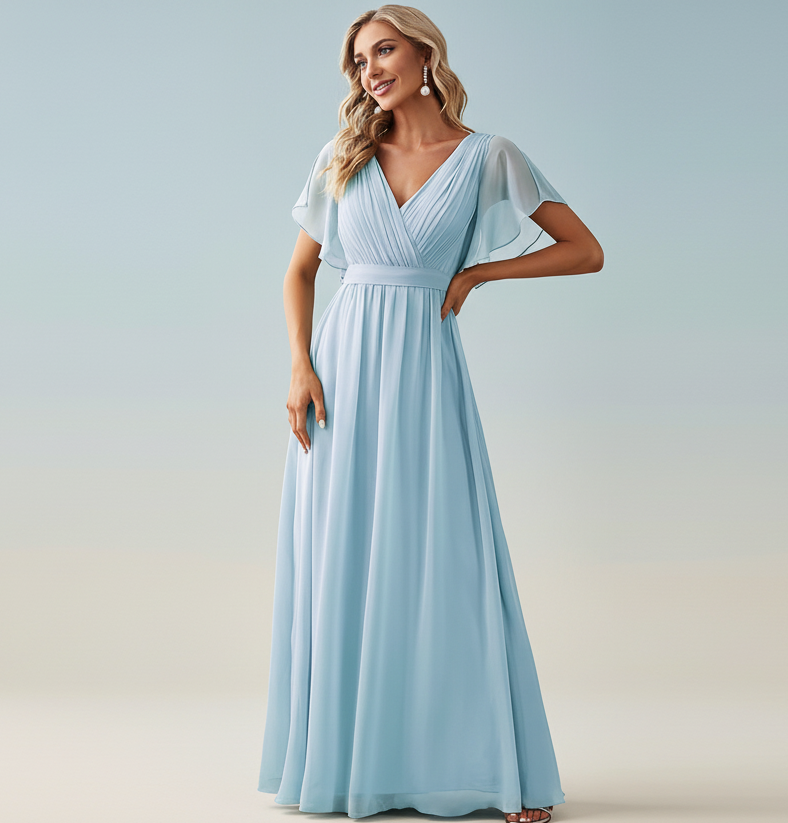 V-Neck Bohemian Bridesmaid Dress