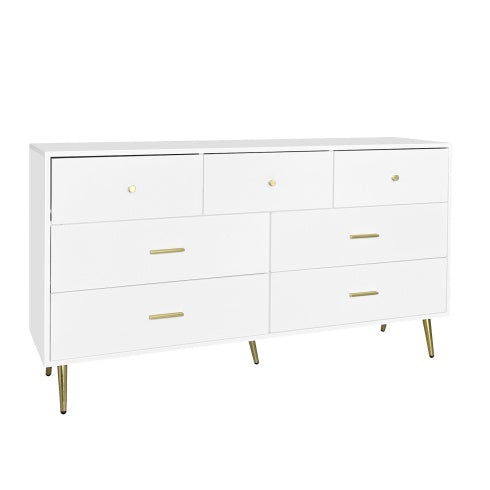boho White Dresser with Golden Pulls
