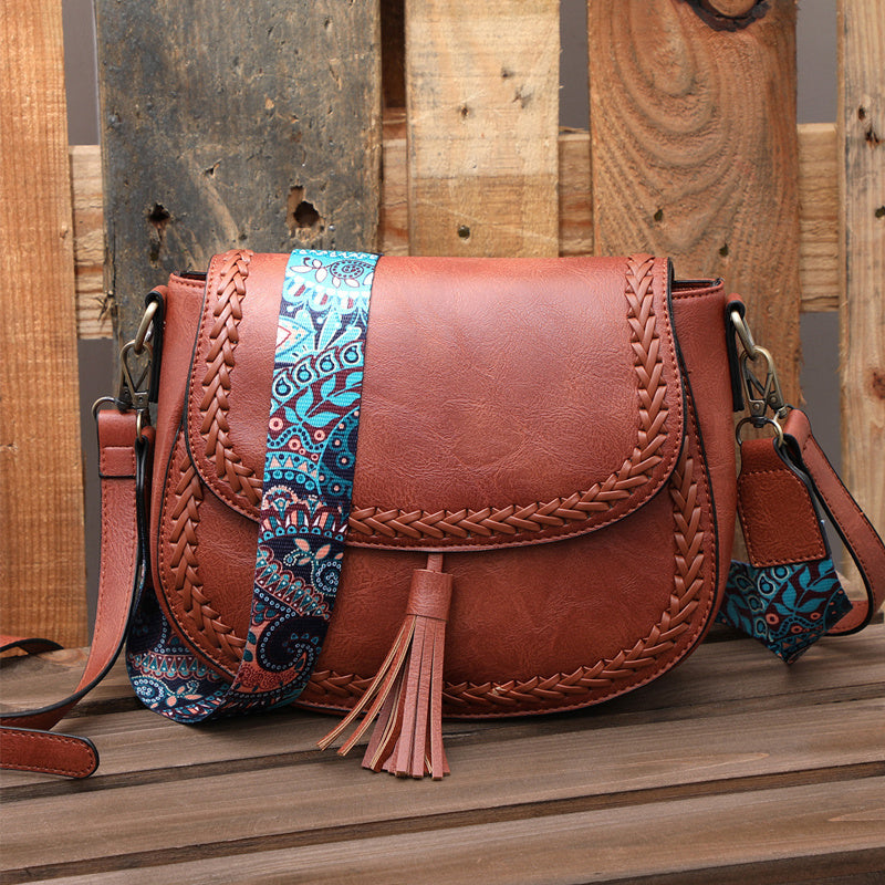 brown Women's Vegan Leather Boho Crossbody Bag