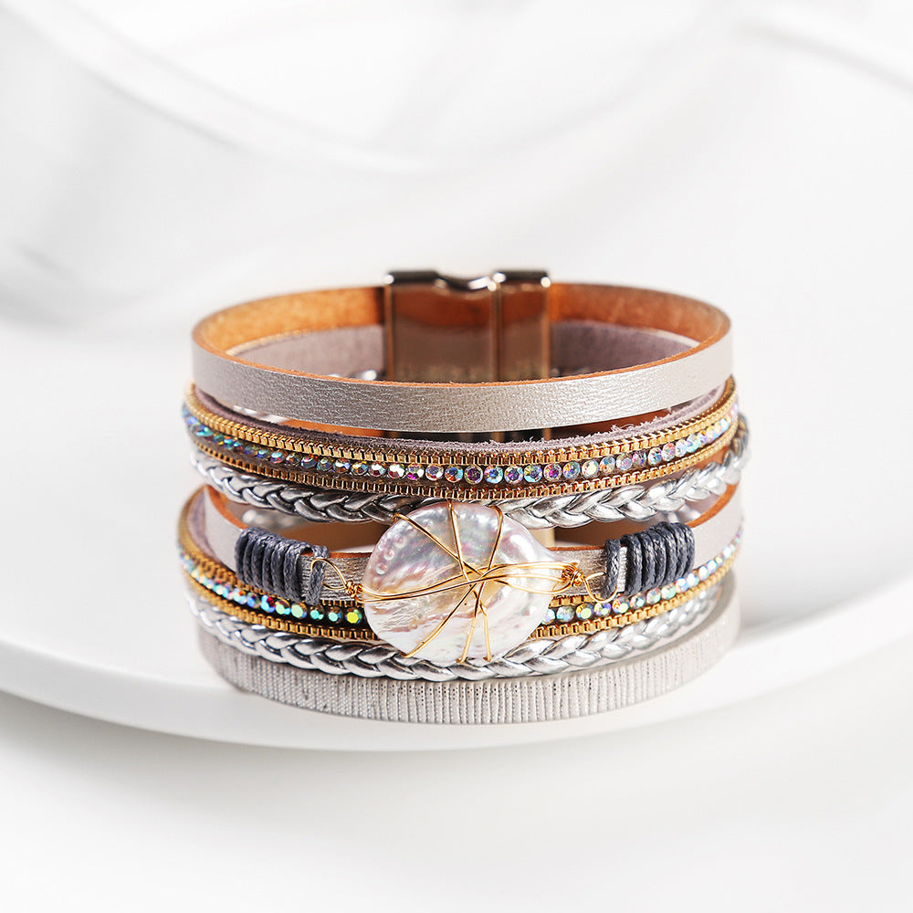 Boho Vegan Leather Bracelet Stack