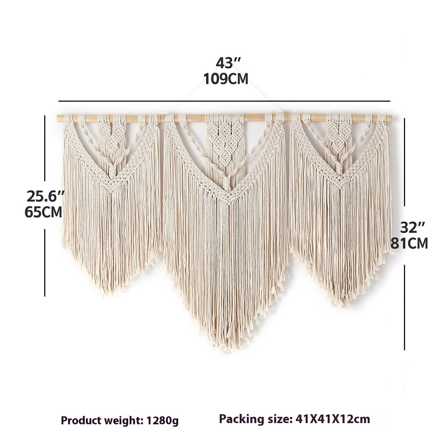 Large Beige Bohemian Wall Macrame