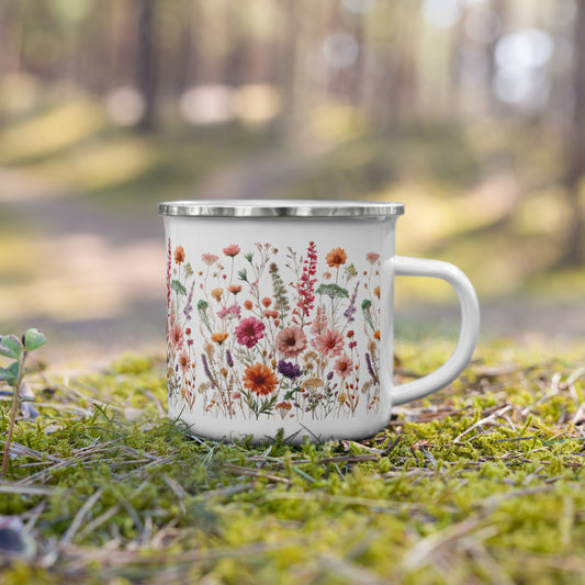 Wildflowers Enamel Boho Mug – Lightweight & Durable Camper Mug