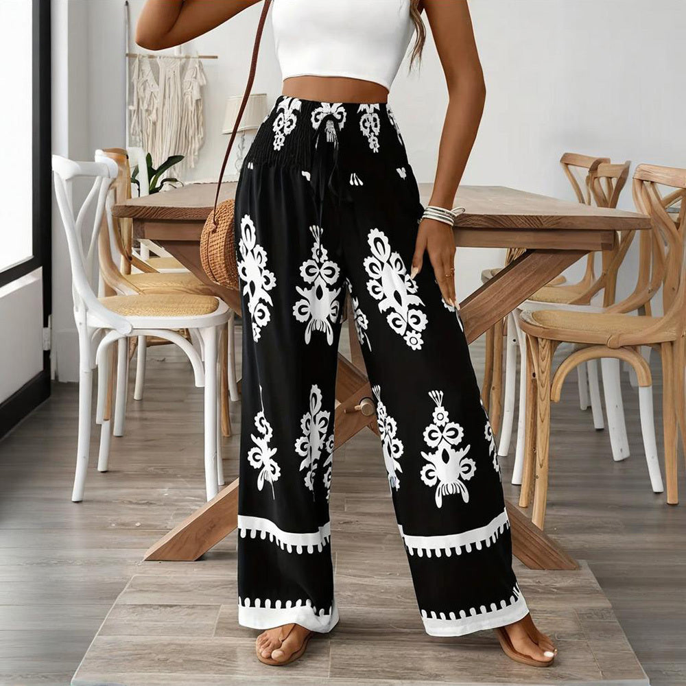 Large Boho Abstract Print Pants Womens