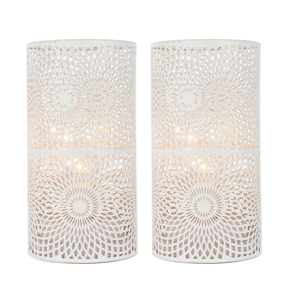 Boho White Metal Lamps 2 Pcs