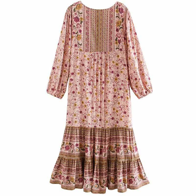 floral Pink Boho Dress