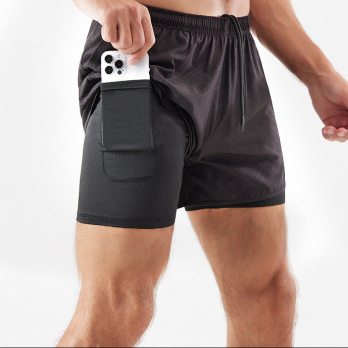 gray Men's Quick Drying Shorts for Yoga with Pockets