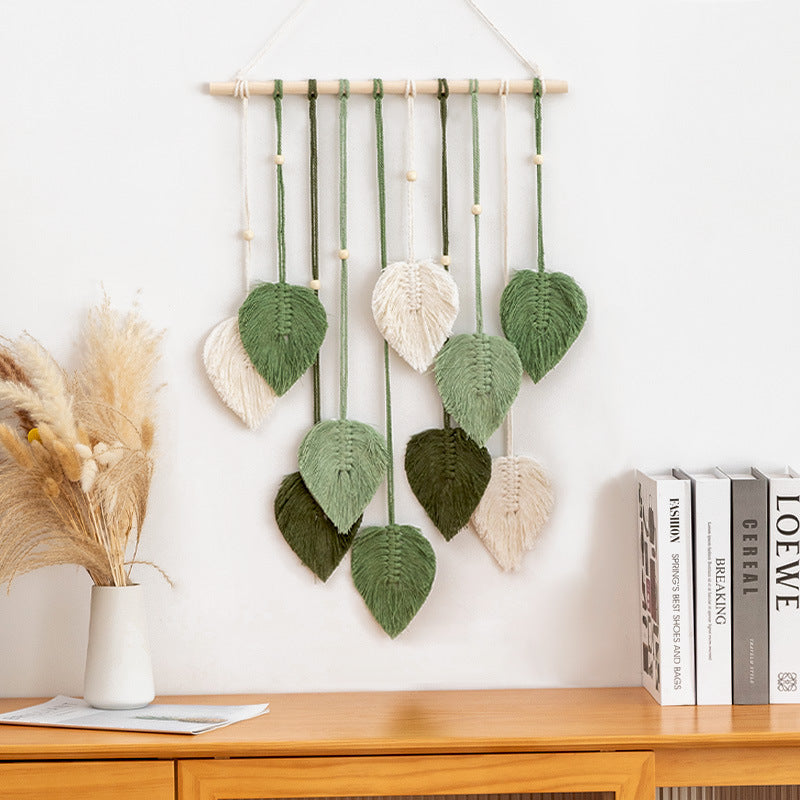 green Boho Leaf Macrame