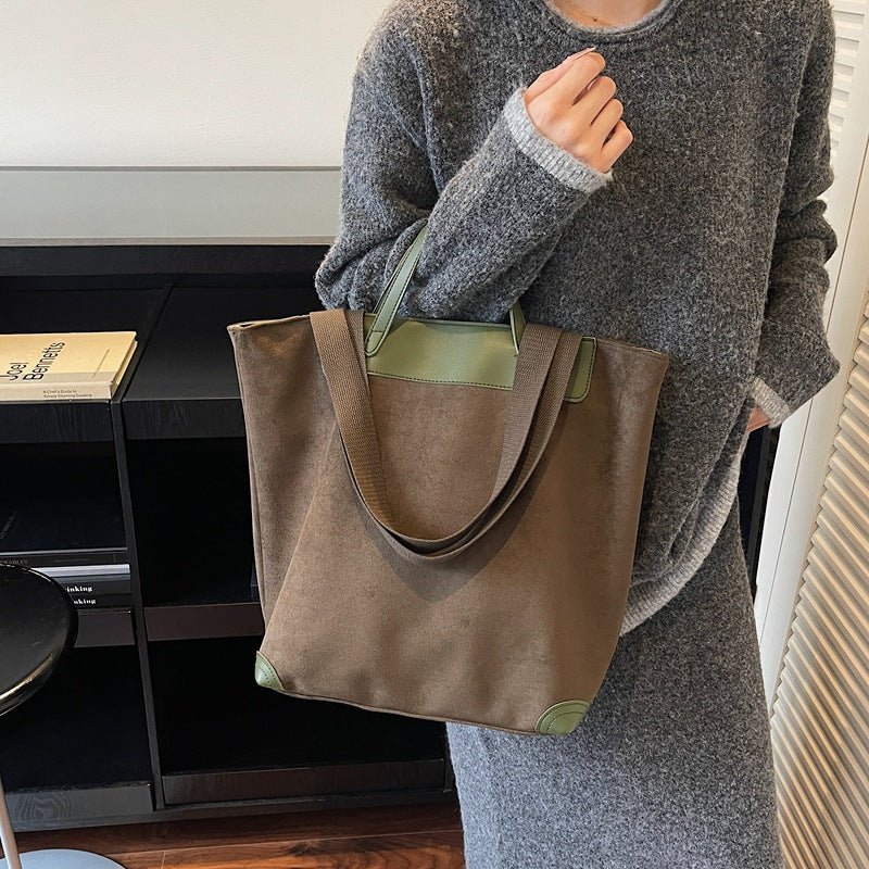green Boho Suede Tote Bag for Women