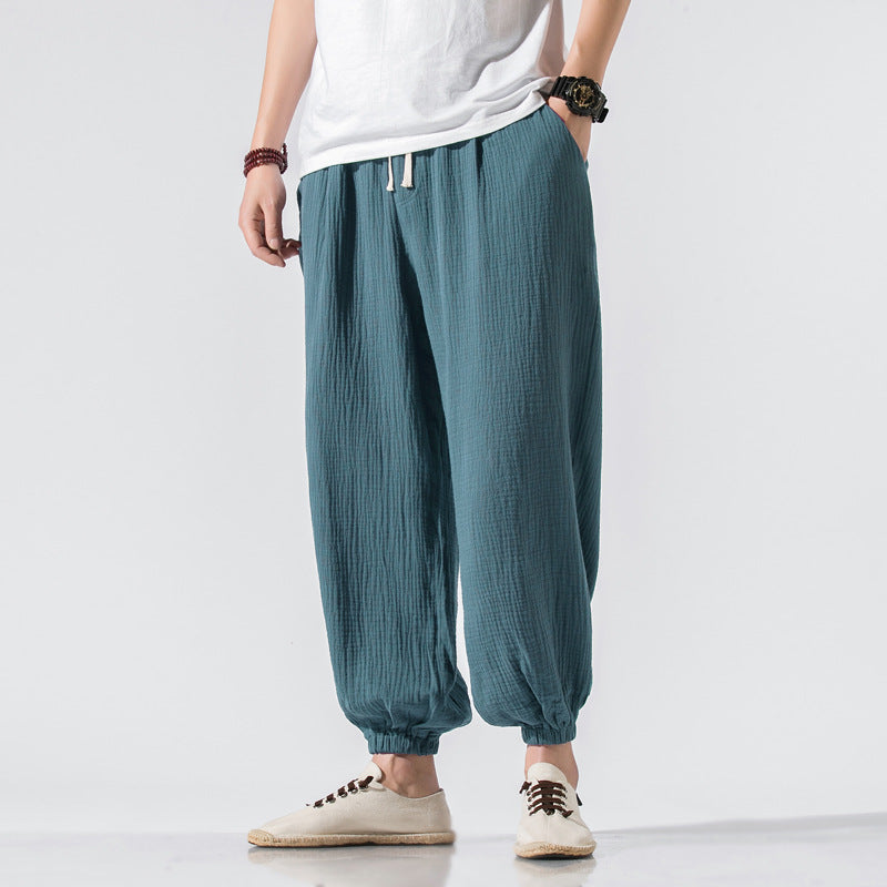 green Boho Wide Leg Pants for Men