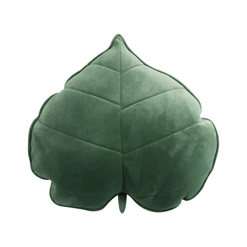 green Leaf Shaped Throw Pillow
