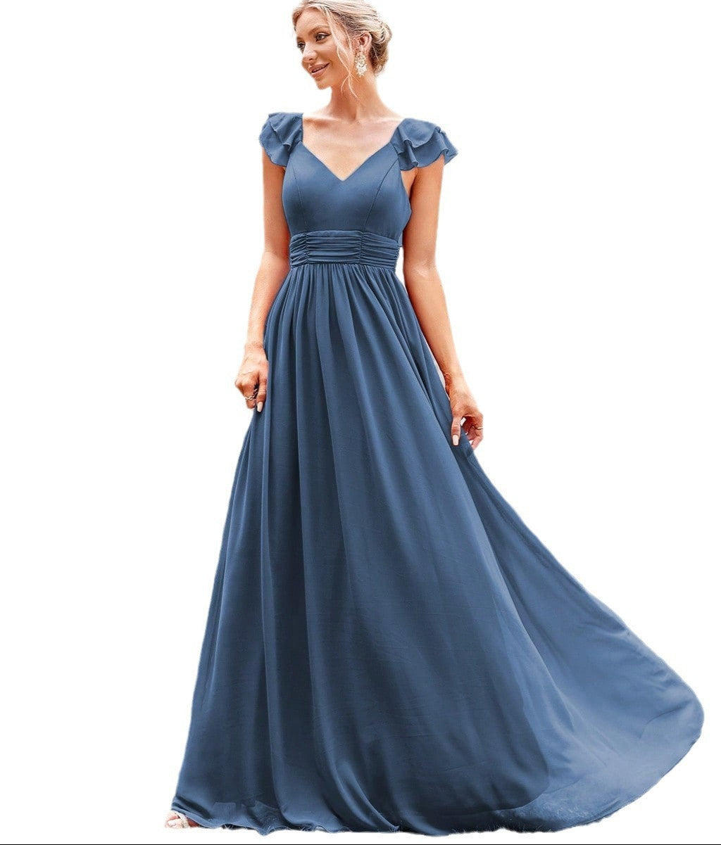 green V-Neck Mother of the Bride Maxi Dress