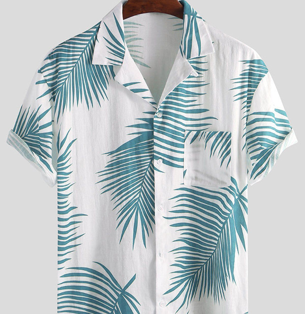 hawaii White Summer Bohemian Shirt with Leaf Design