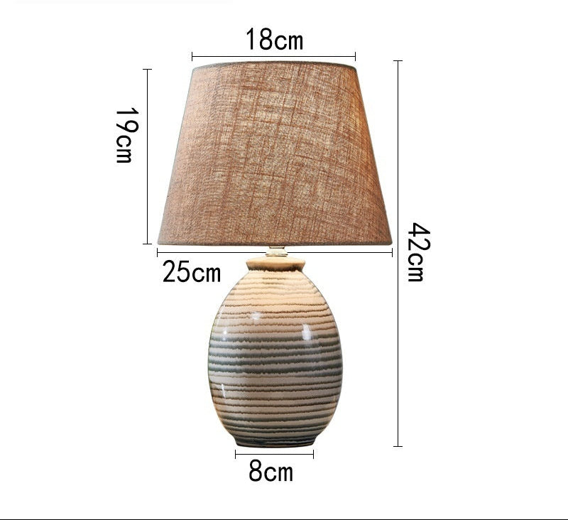 Beige lampshade with dimensions on a white background