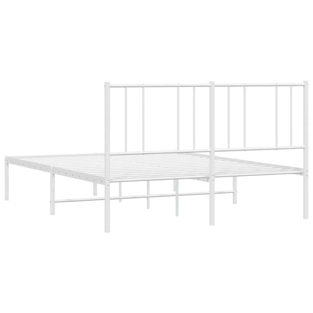minimal White Metal Bed Frame with Headboard