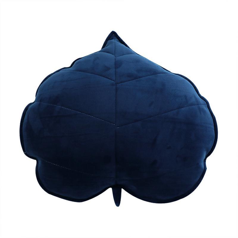 navy Leaf Shaped Throw Pillow