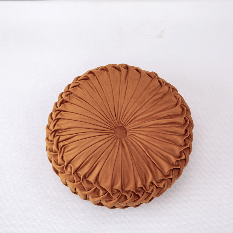 orange Round Velvet Silk Throw Pillow