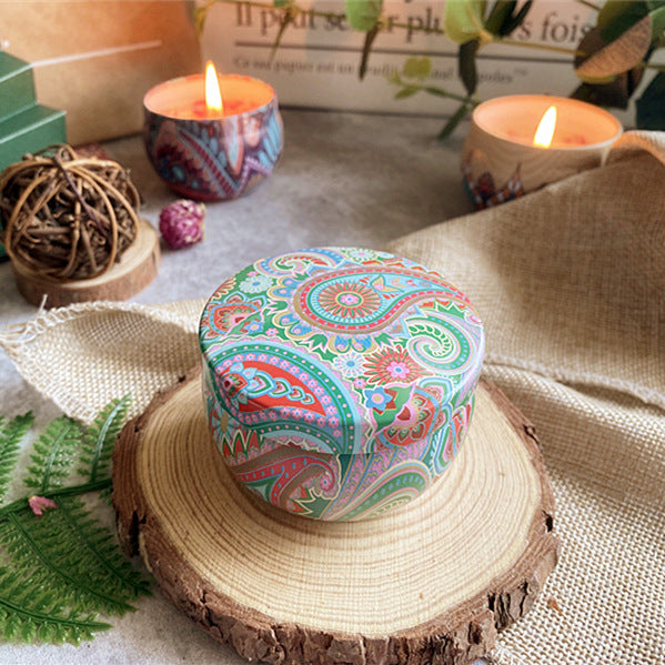 paisley Scented Soy Wax Boho Pattern Tin Candle