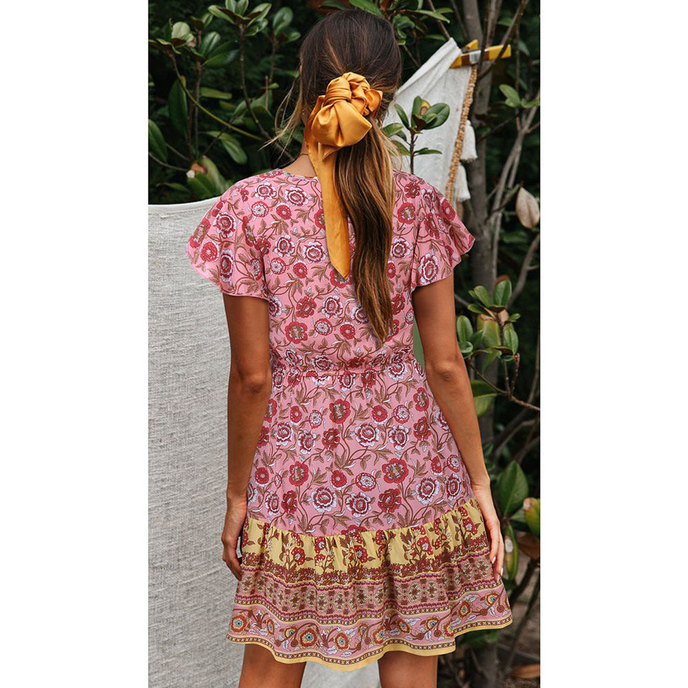 Bohemian Multicolor Patterned Mini Dress