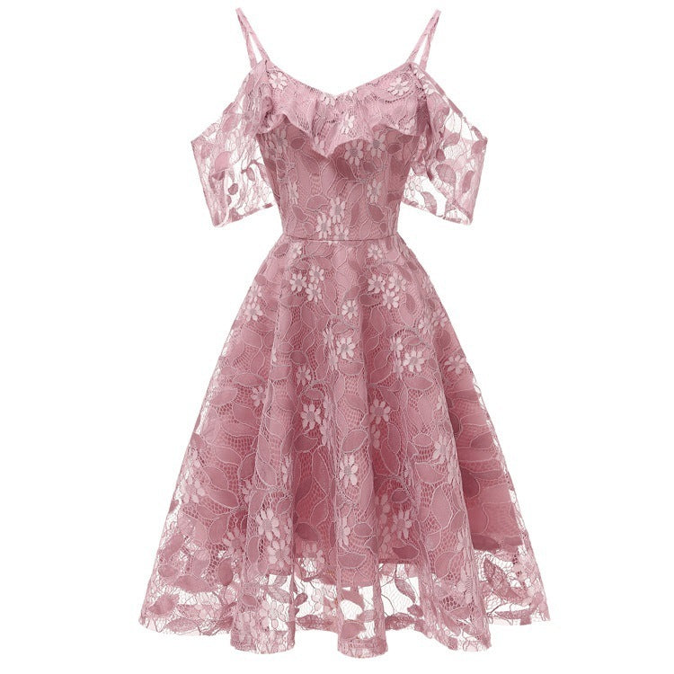 pink Floral Short Boho Bridesmaid Dress