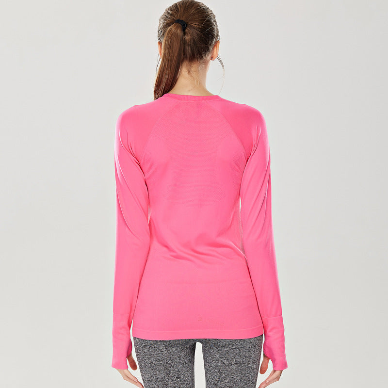 pink Long Sleeve Yoga Blouse for Women