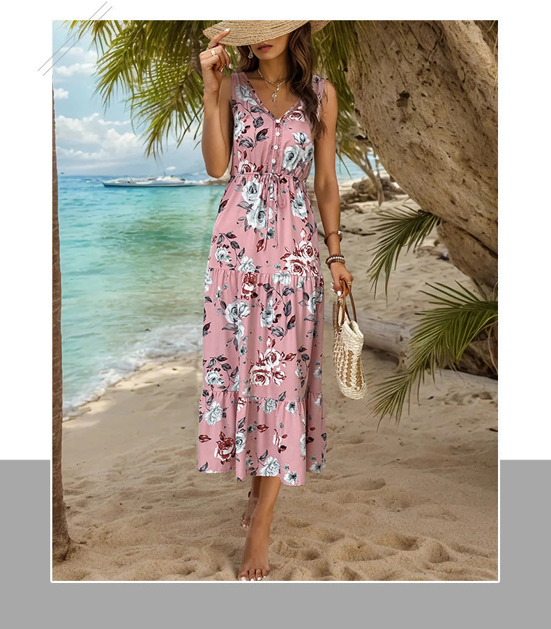 pink Maxi Boho Sundress