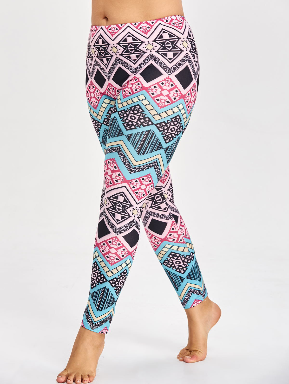 Colorful Plus Size Boho Pattern Yoga Leggings
