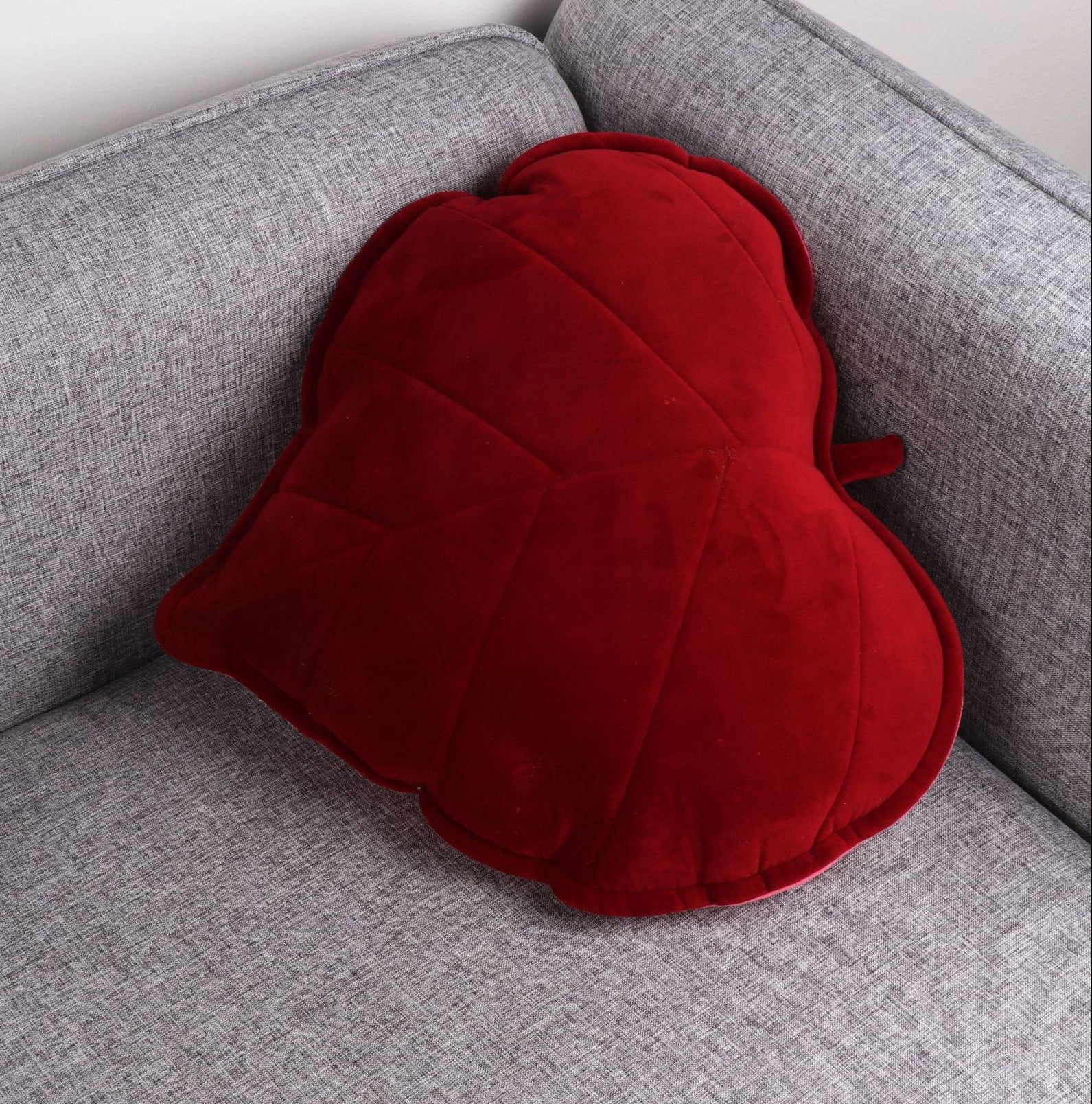 red Leaf Shaped Throw Pillow
