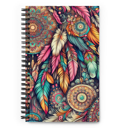 Boho Dreamcatcher Spiral Notebook – 140 Dotted Pages for Creative Journaling