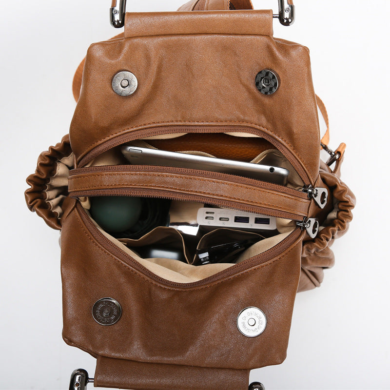 Small Vegan Leather Backpack Bag Boho Chic Style