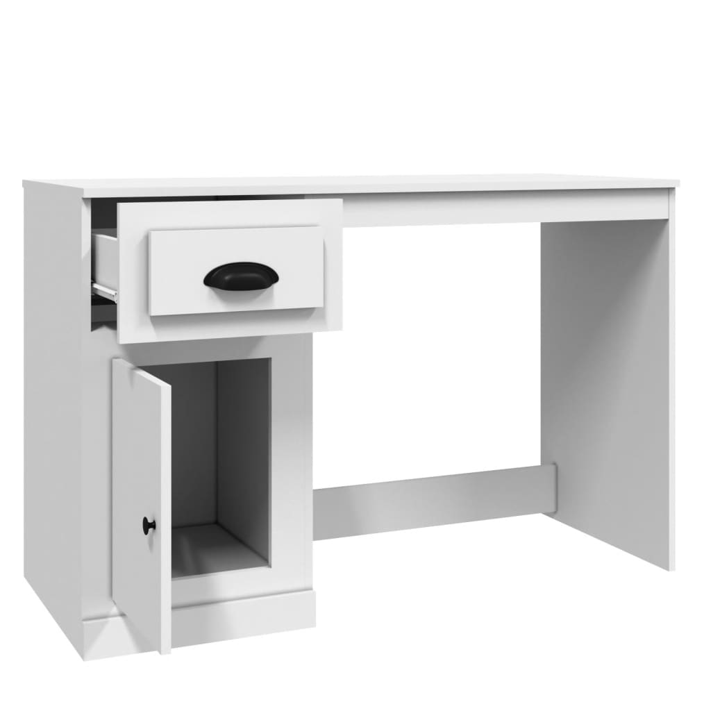 white Bohemian Computer Desk with Drawers
