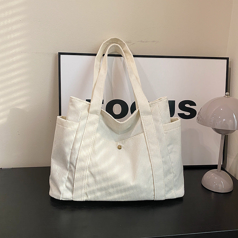 Large Boho Corduroy Tote Bag