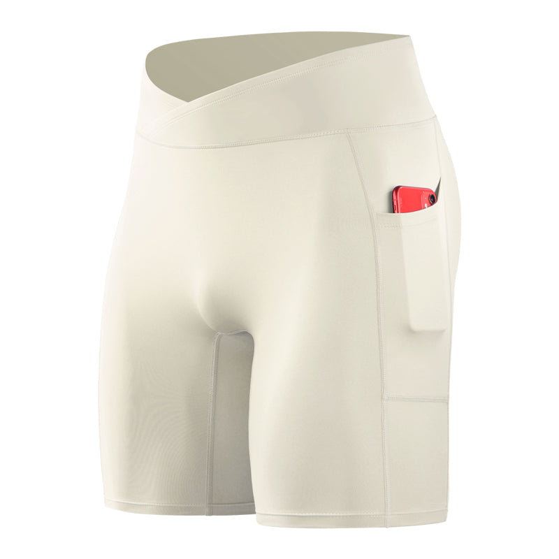 white Men's Yoga Biker Shorts