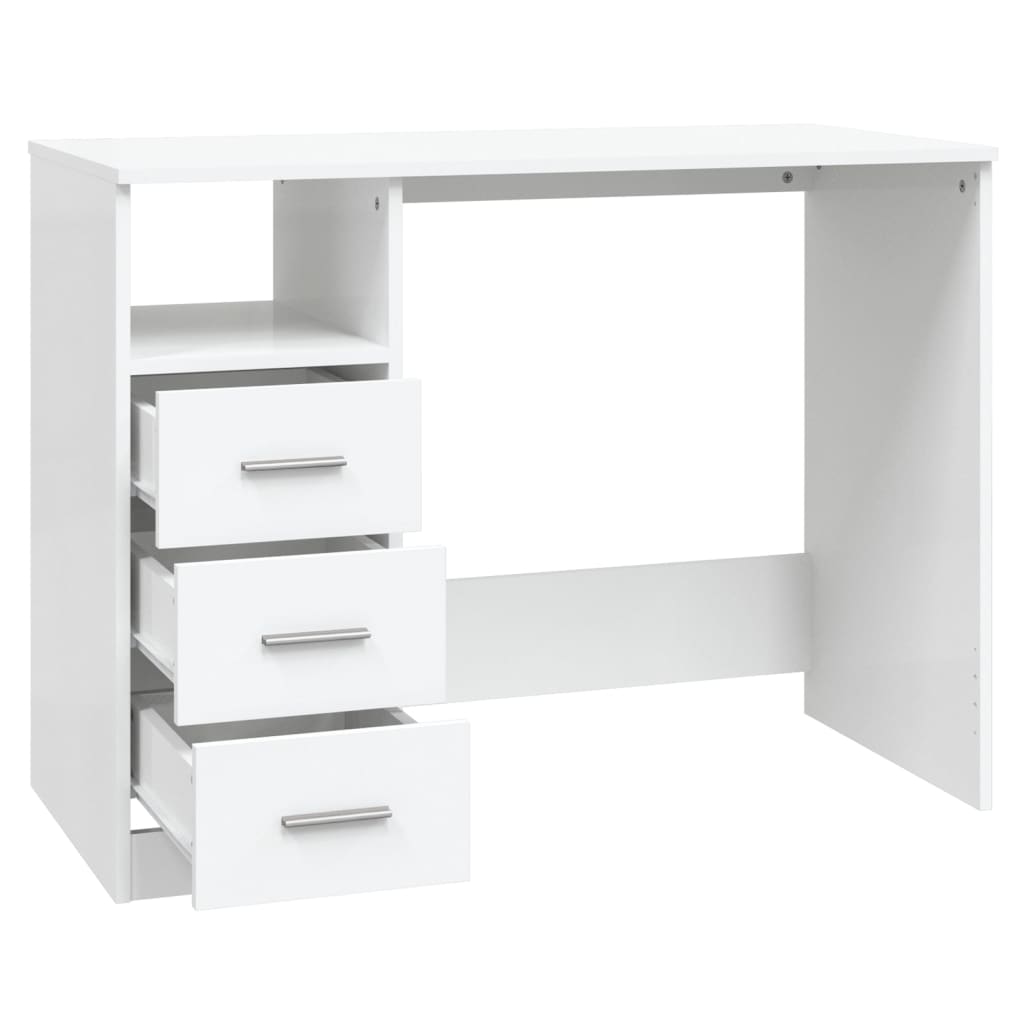 White desk with drawers on a white background
